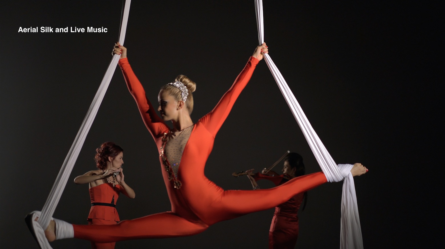 AERIALIST WITH LIVE MUSICIANS performance