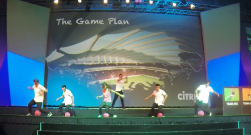 Football freestylers performance