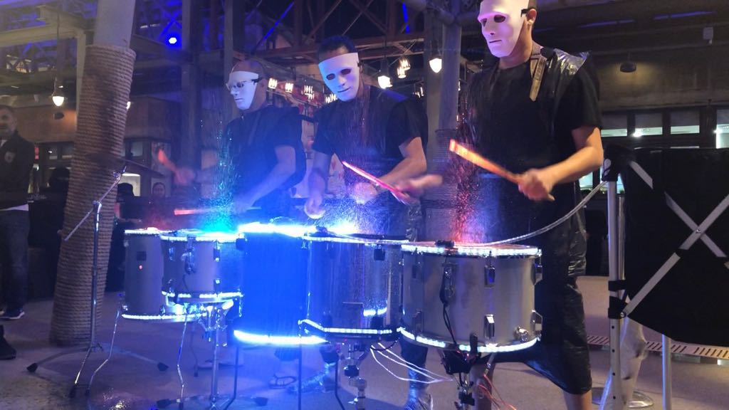 LED Water Drummers performance