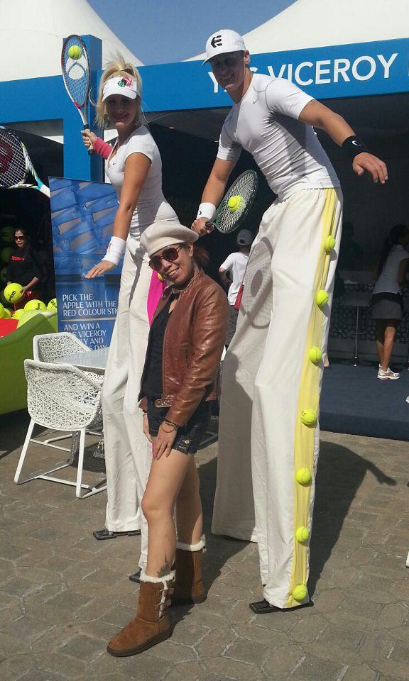 Tennis Stilt Walkers performance