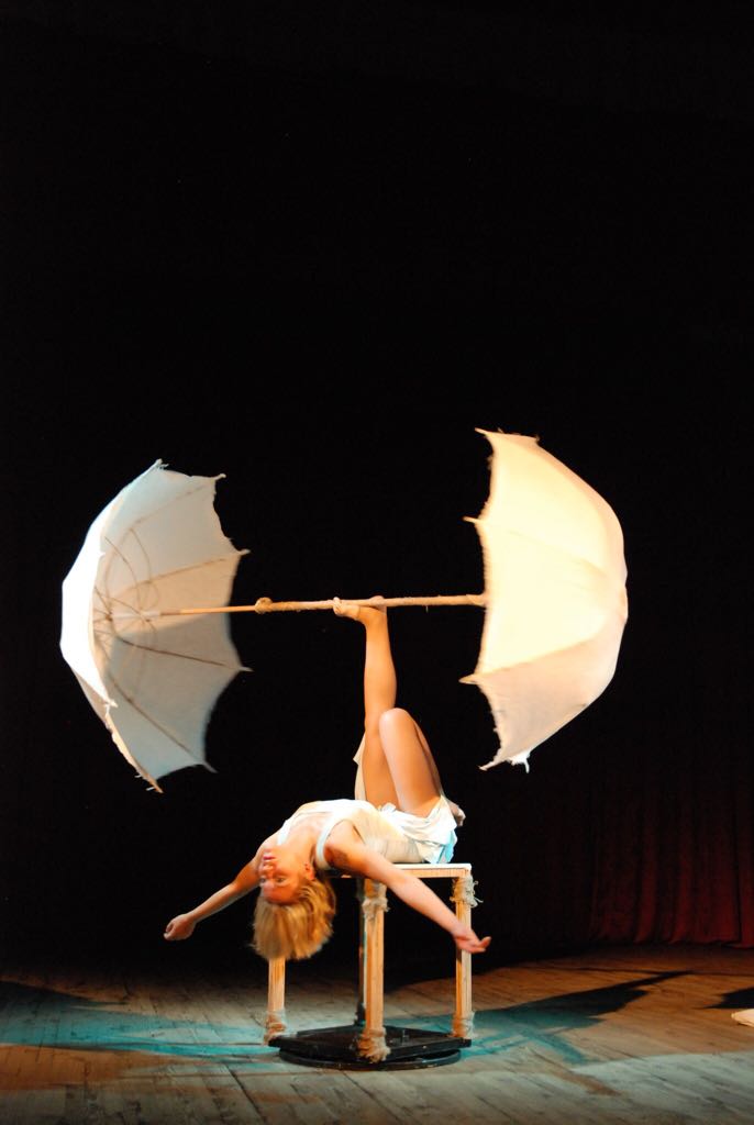 Umbrella Foot Juggler performance