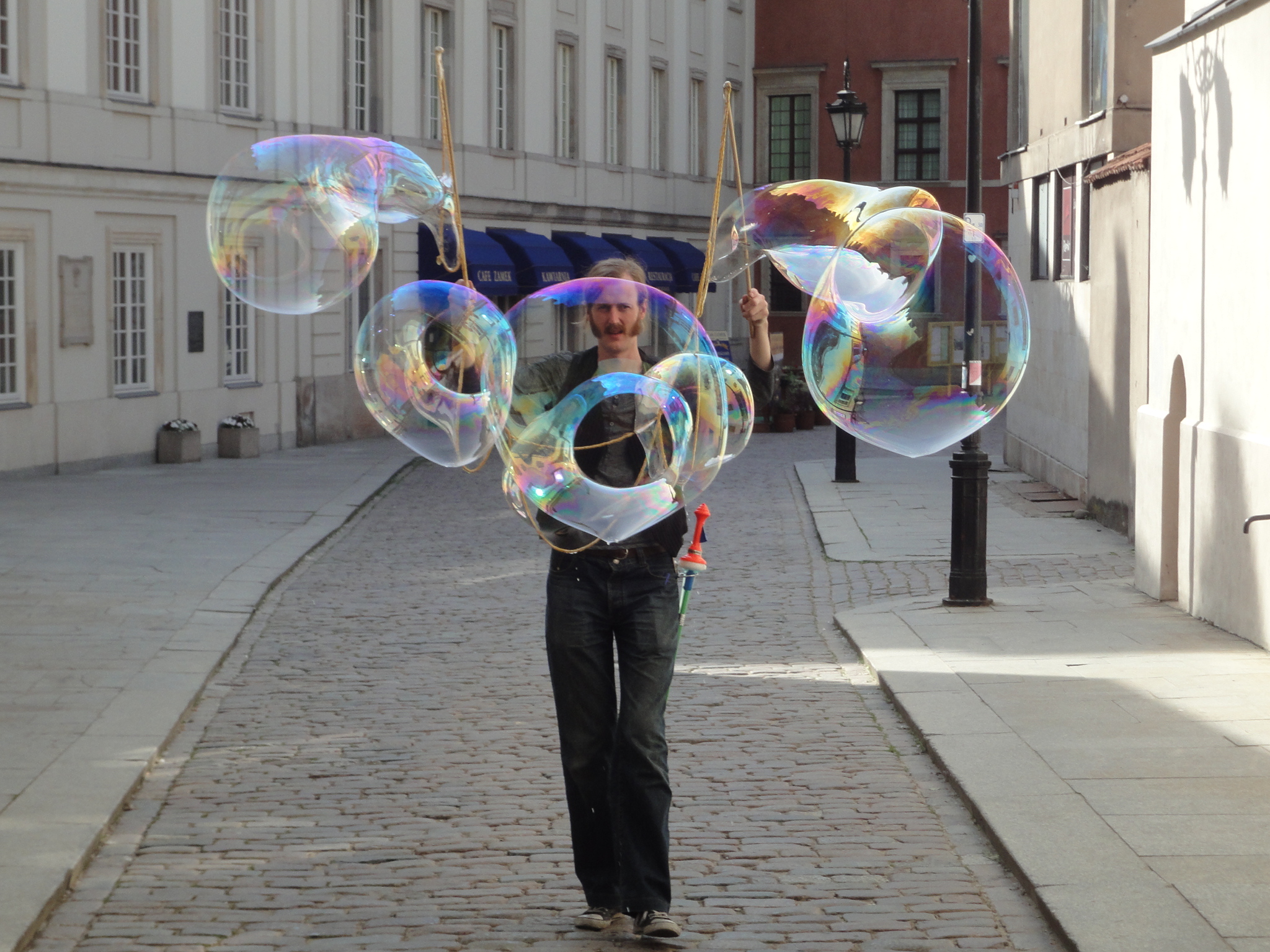 World Tallest Bubble Man performance